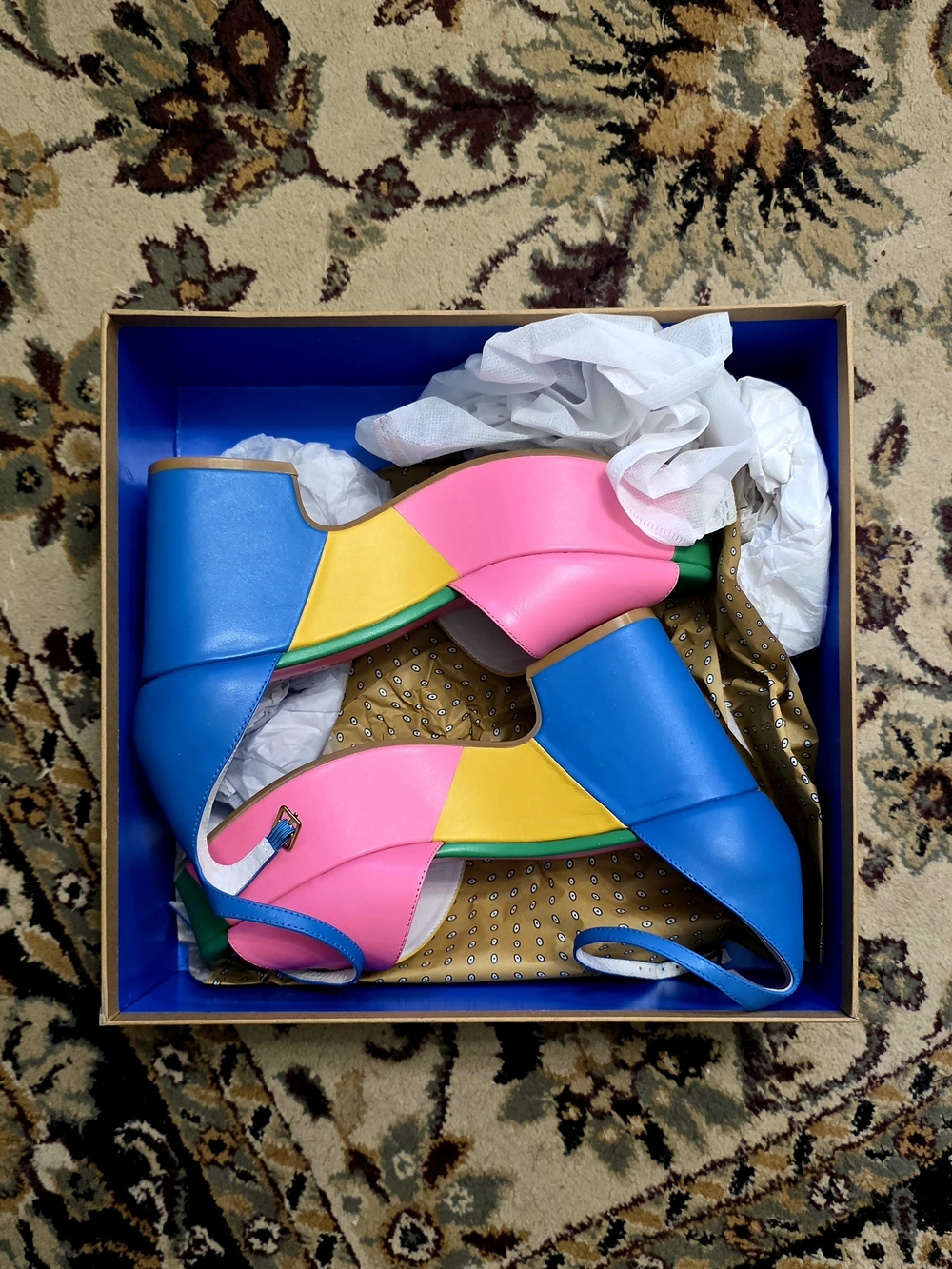Charlotte Stone Bailey Multicolor Platform Sandals - Pink/Blue/Yellow/Green - Picture 9 of 9